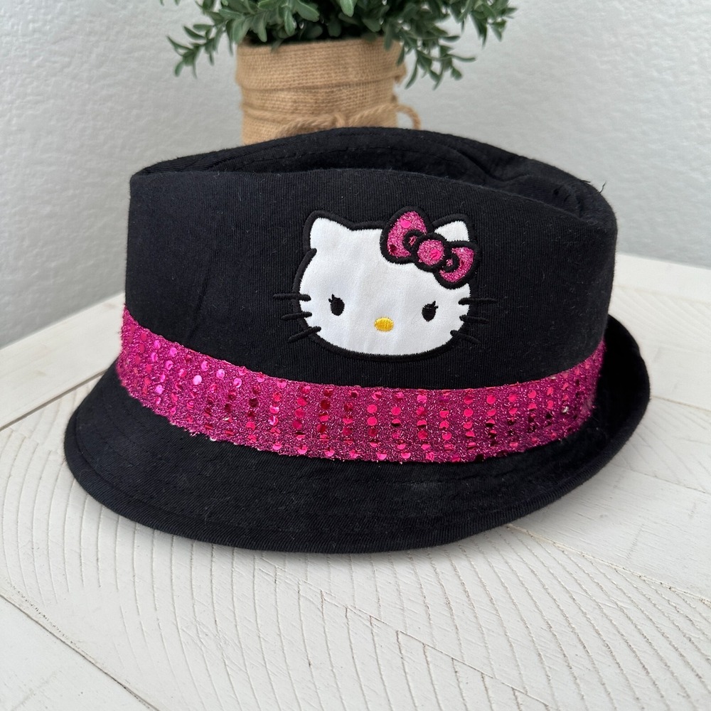 Hello Kitty Sanrio Girls‎ Top Hat Black Pink Sequins Fedora Small 2011 Cute